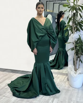 NOELL MAGGINI - Abito lungo con strascico e maniche ampie