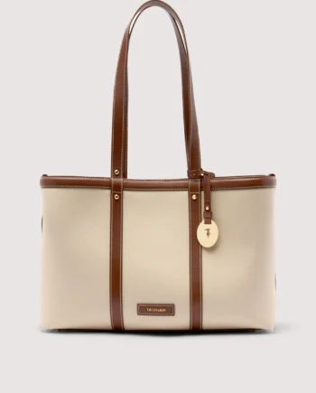 Trussardi - Elba canvas and leather shopper bag