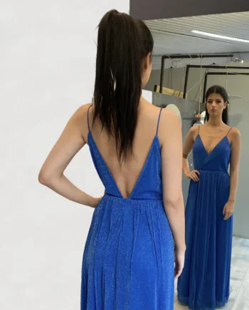 Sologioie - Abito lungo plissettato cin spacco laterale