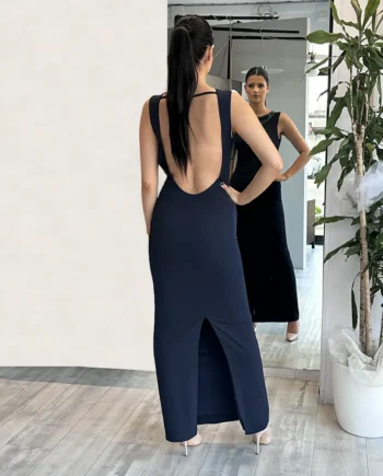 Sologioie - Abito tubino lungo con dettaglio gioiello sullo scollo