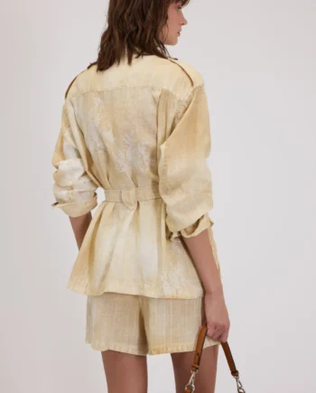 ERMANNO FIRENZE - SAHARIANA IN LINO CON STAMPA SFUMATA FLOREALE