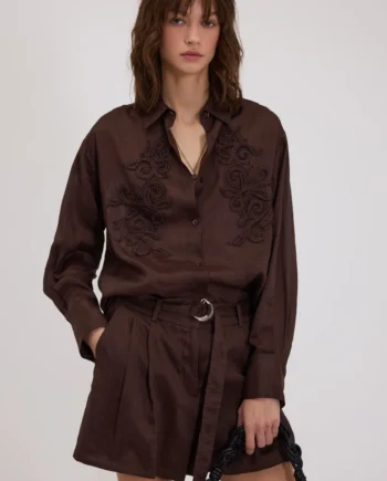 ERMANNO FIRENZE - CAMICIA IN LINO CON RICAMI CORNELY