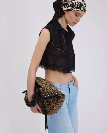 ERMANNO FIRENZE - CAMICIA CROPPED SENZA MANICHE CON PIZZO