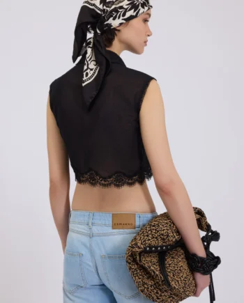 ERMANNO FIRENZE - CAMICIA CROPPED SENZA MANICHE CON PIZZO