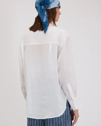 ERMANNO FIRENZE - CAMICIA DI RAMIÈ CON RICAMO FLOREALE