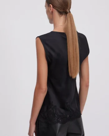 ERMANNO FIRENZE - TOP IN RASO CON PIZZO RICAMATO