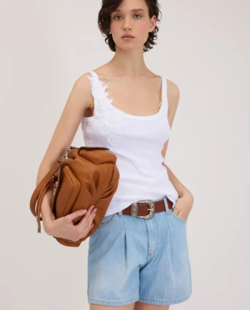 ERMANNO FIRENZE - CANOTTA IN JERSEY A COSTINE CON RICAMO CORNELY