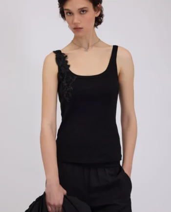 ERMANNO FIRENZE - CANOTTA IN JERSEY A COSTINE CON RICAMO CORNELY