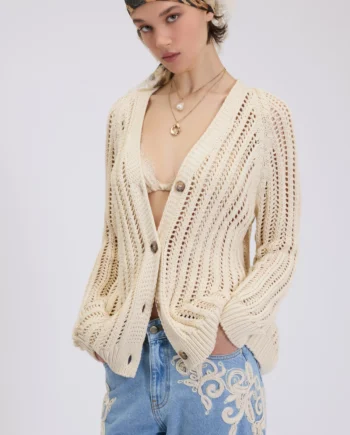 ERMANNO FIRENZE - CARDIGAN OVER IN MAGLIA TRAFORATA