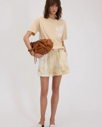 ERMANNO FIRENZE - BERMUDA IN LINO CON STAMPA SFUMATA FLOREALE