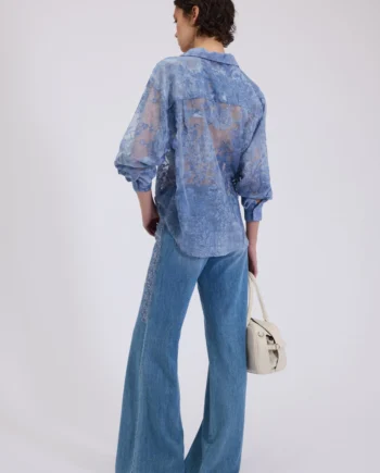 ERMANNO FIRENZE - JEANS FLARE CON PIZZO RICAMATO SUI FIANCHI