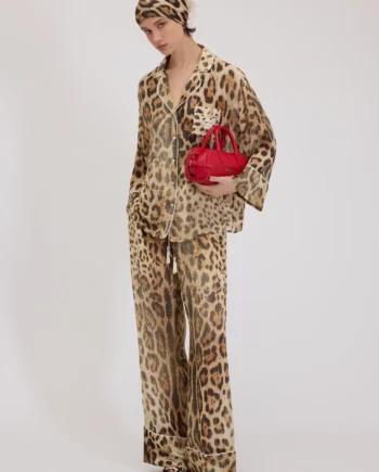 ERMANNO FIRENZE - PANTALONI IN GEORGETTE STAMPA ANIMALIER