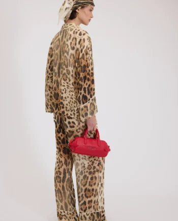 ERMANNO FIRENZE - PANTALONI IN GEORGETTE STAMPA ANIMALIER