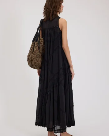 ERMANNO FIRENZE - ABITO LUNGO IN MUSSOLA CON RICAMI PATCHWORK