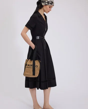 ERMANNO FIRENZE - ABITO CHEMISIER MIDI IN POPELINE CON ZIP E CINTURA