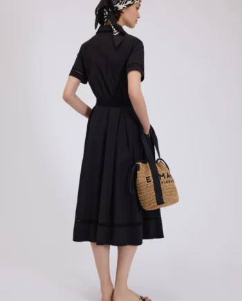 ERMANNO FIRENZE - ABITO CHEMISIER MIDI IN POPELINE CON ZIP E CINTURA