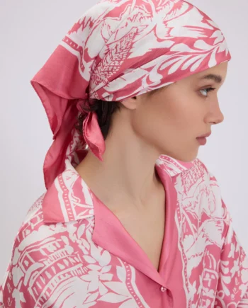 ERMANNO FIRENZE - FOULARD IN RASO DI VISCOSA CON STAMPA TROPICALE